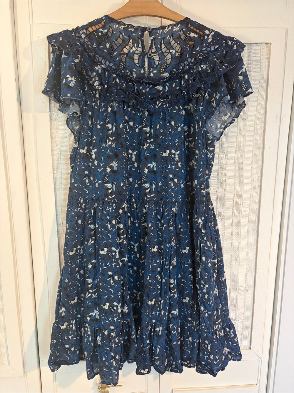 Blue Anthropologie Othilia Blue Floral Cotton Dress 1x - Picture 9 of 10